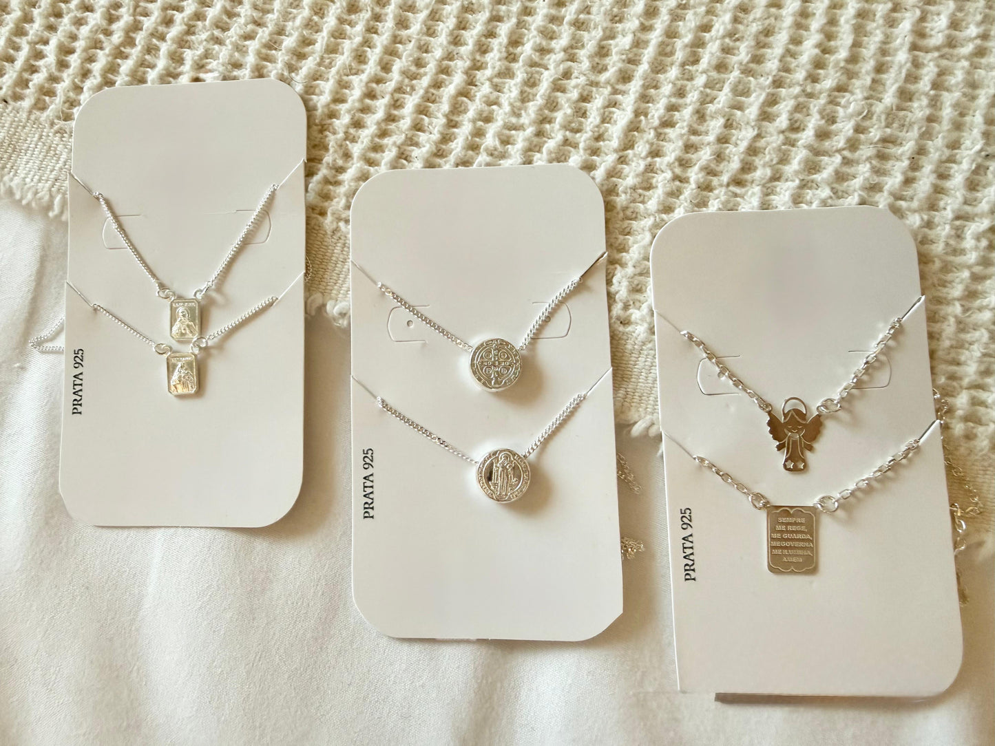 RECTANGLE SILVER SCAPULARY NECKLACE ""
