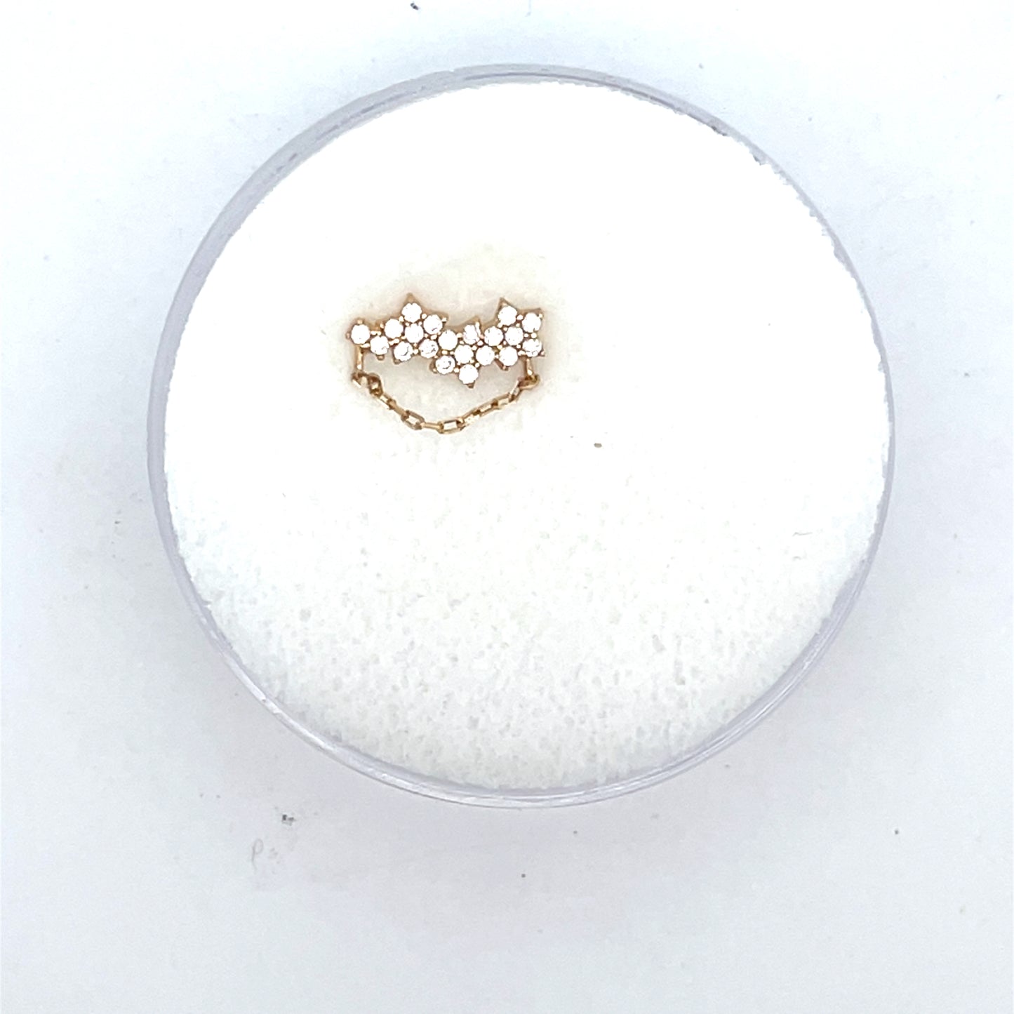 14K SINGLE PIERCING 3 FLOWER WITH SMALL CHAIN