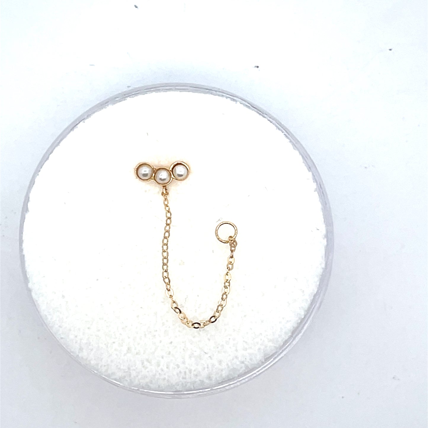 14K SINGLE PIERCING 3 PEARL CONNECTOR