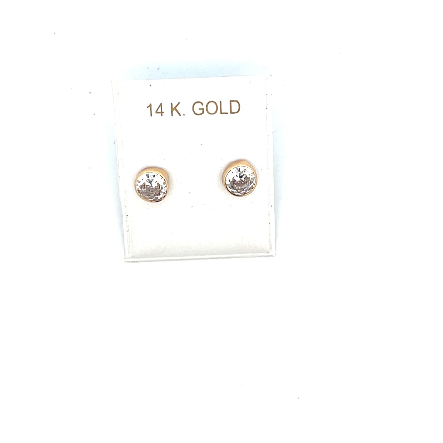 14K 6MM SOLITAIRE STUDS WITH BEZEL