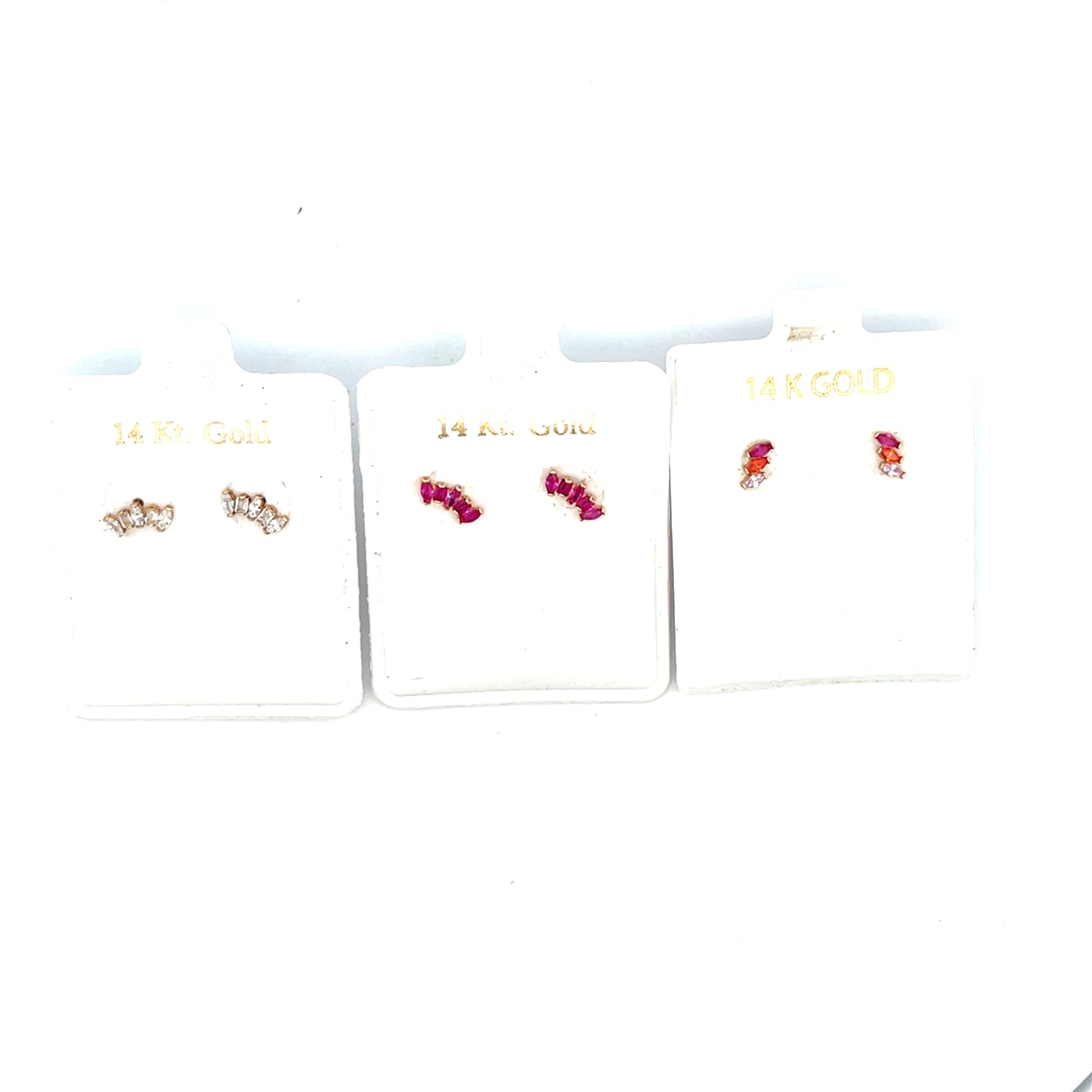 14K 3 MULTISTONE SHAPE STUDS