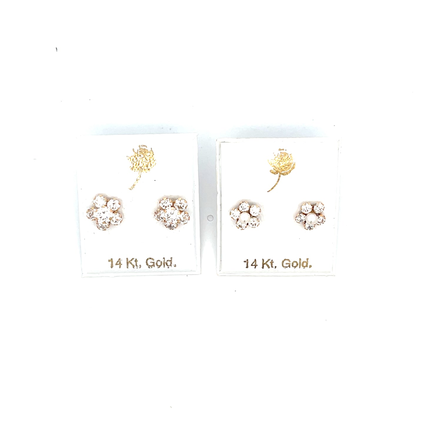 14K FULL CZ FLOWER WITH PEARL STUDS