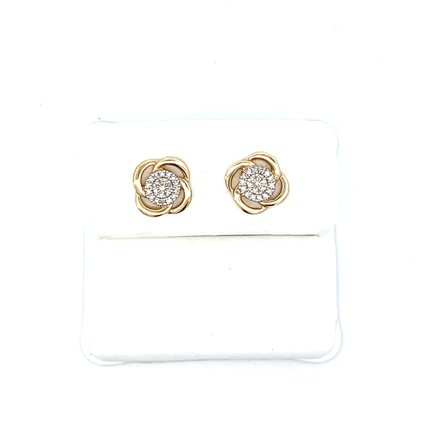 10K YG FLOWER STUDS WITH NATURAL DIAMONDS