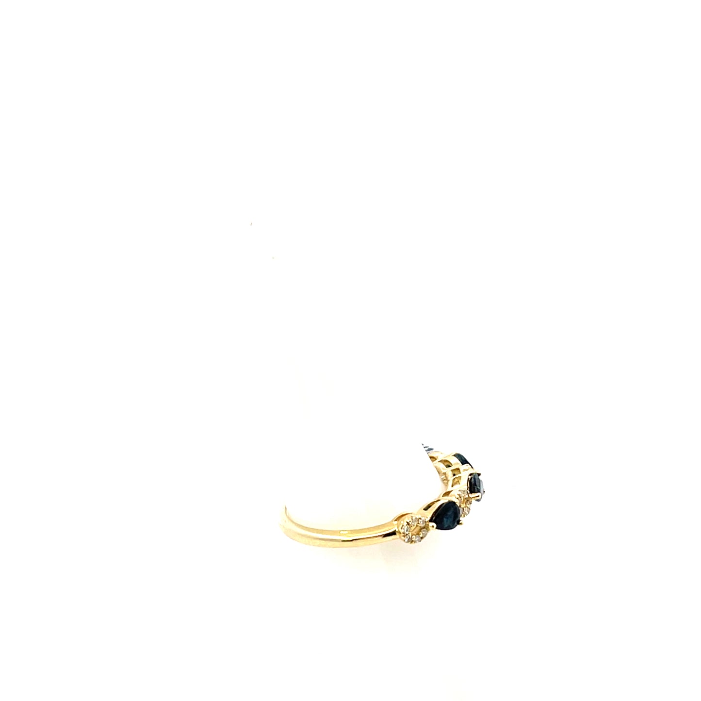 10K YG D-0.10CTW SAPPHIRE PEAR AND DIAMOND PAVE RING