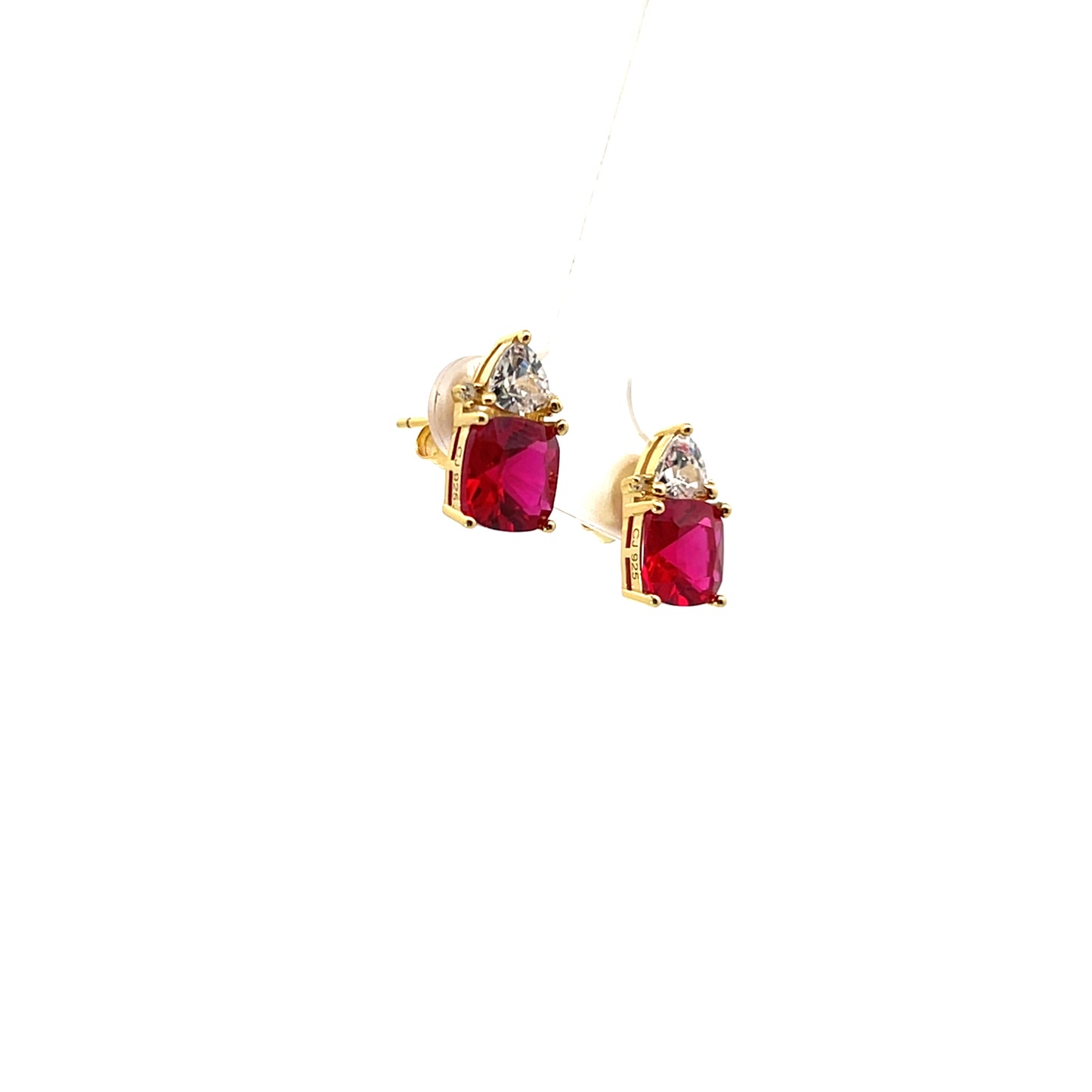 CUSHION AND PEAR EARRINGS WHITE RED