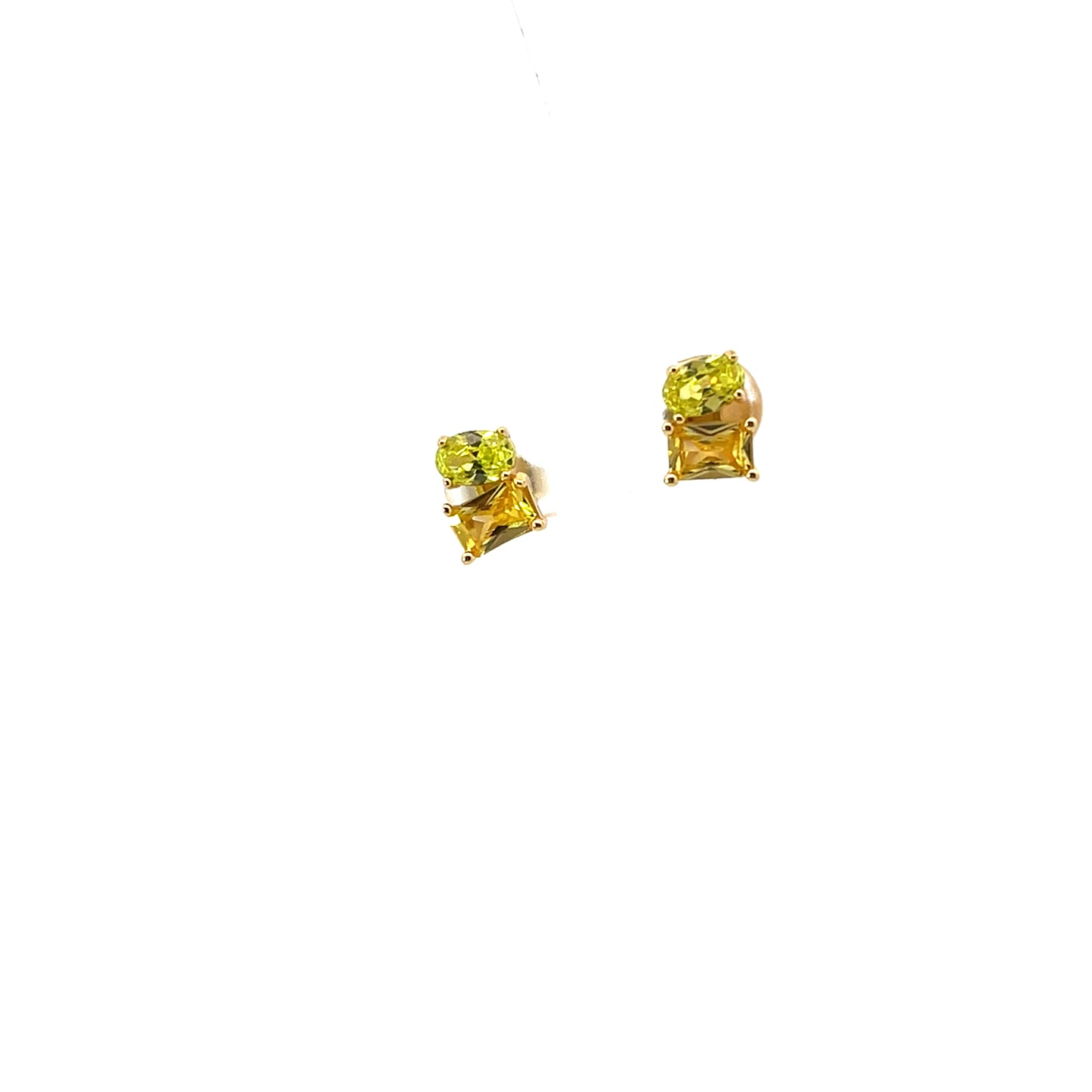OVAL AND RECTANGLE EARRINGS GREEN YELLOW