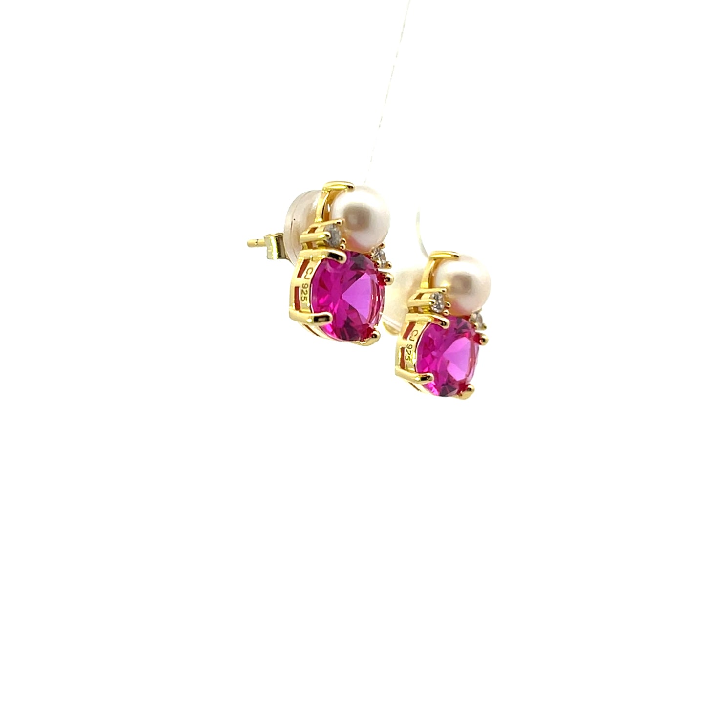 OVAL PINK AND PEARL EARRINGS