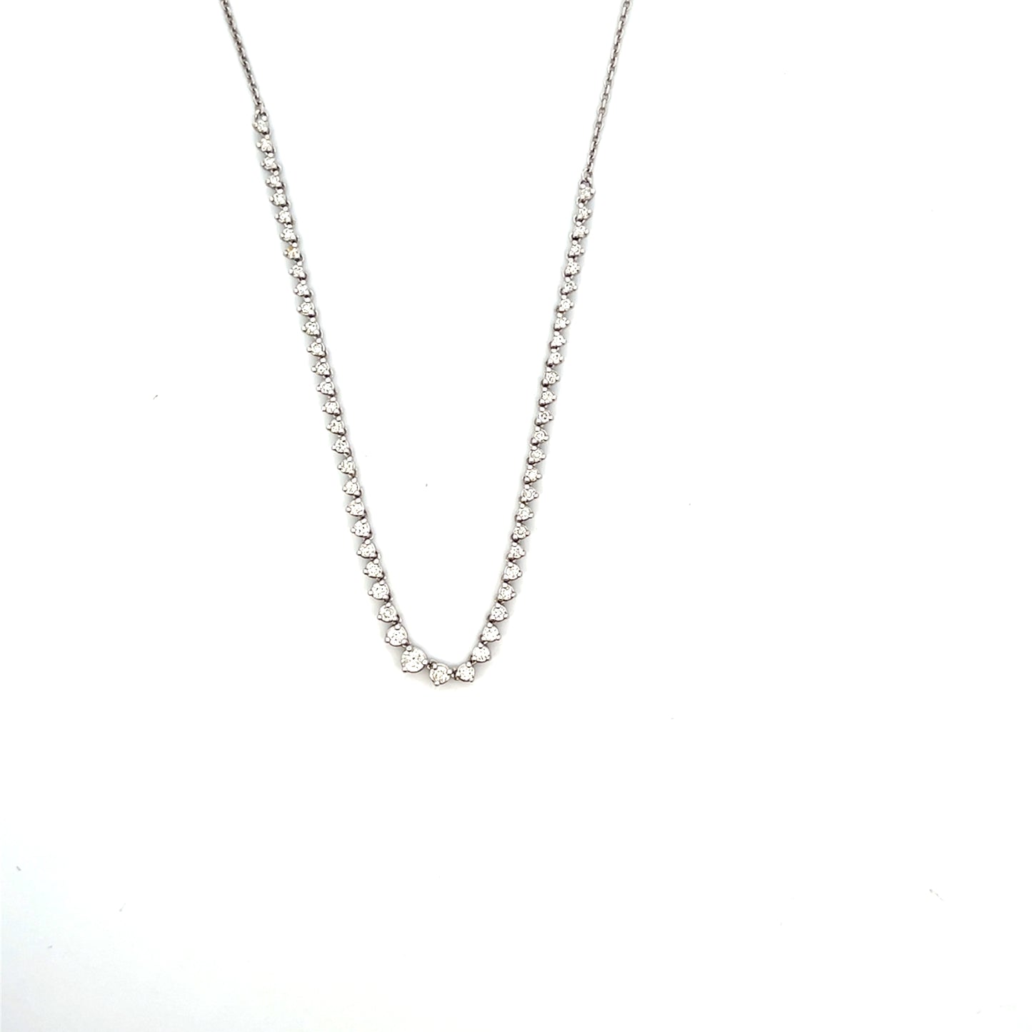 14K WG D-1CTW HALF TENNIS DIAMOND NECKLACE