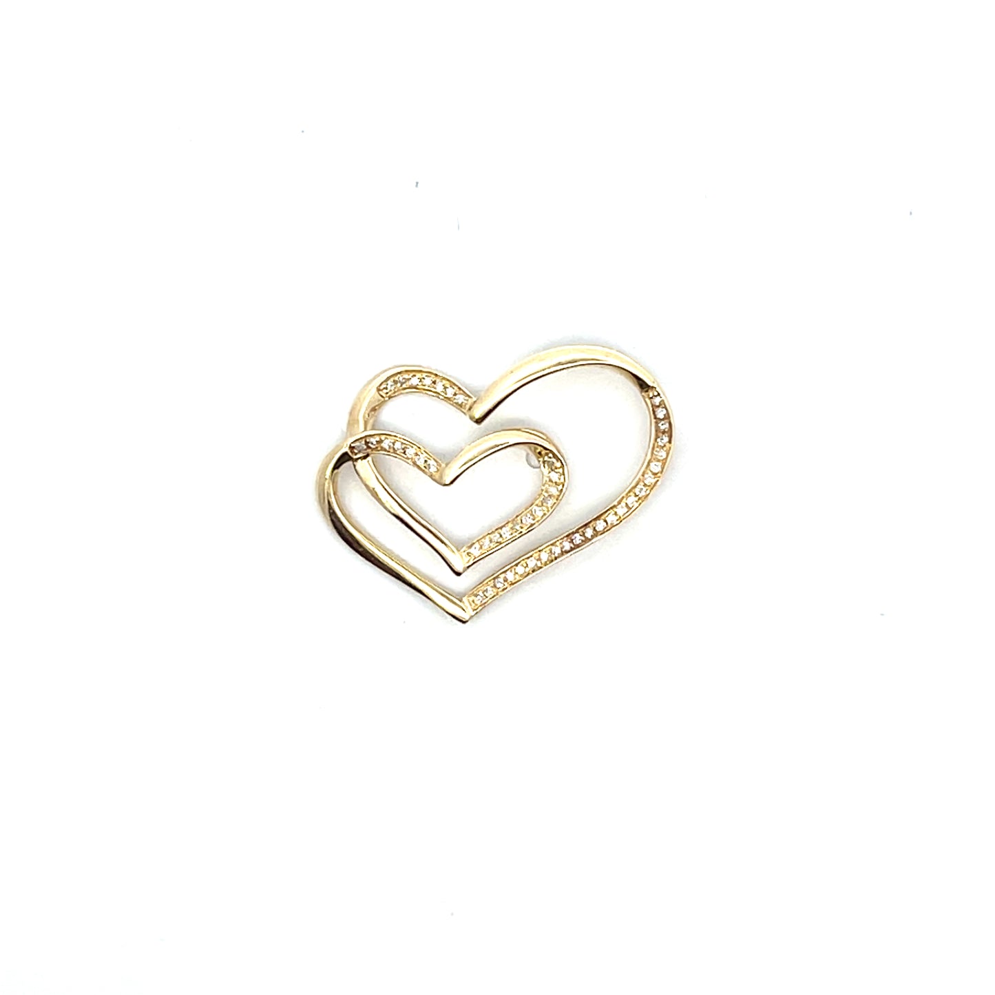 10K YG D-0.11CTW DOUBLE HEART CHARM
