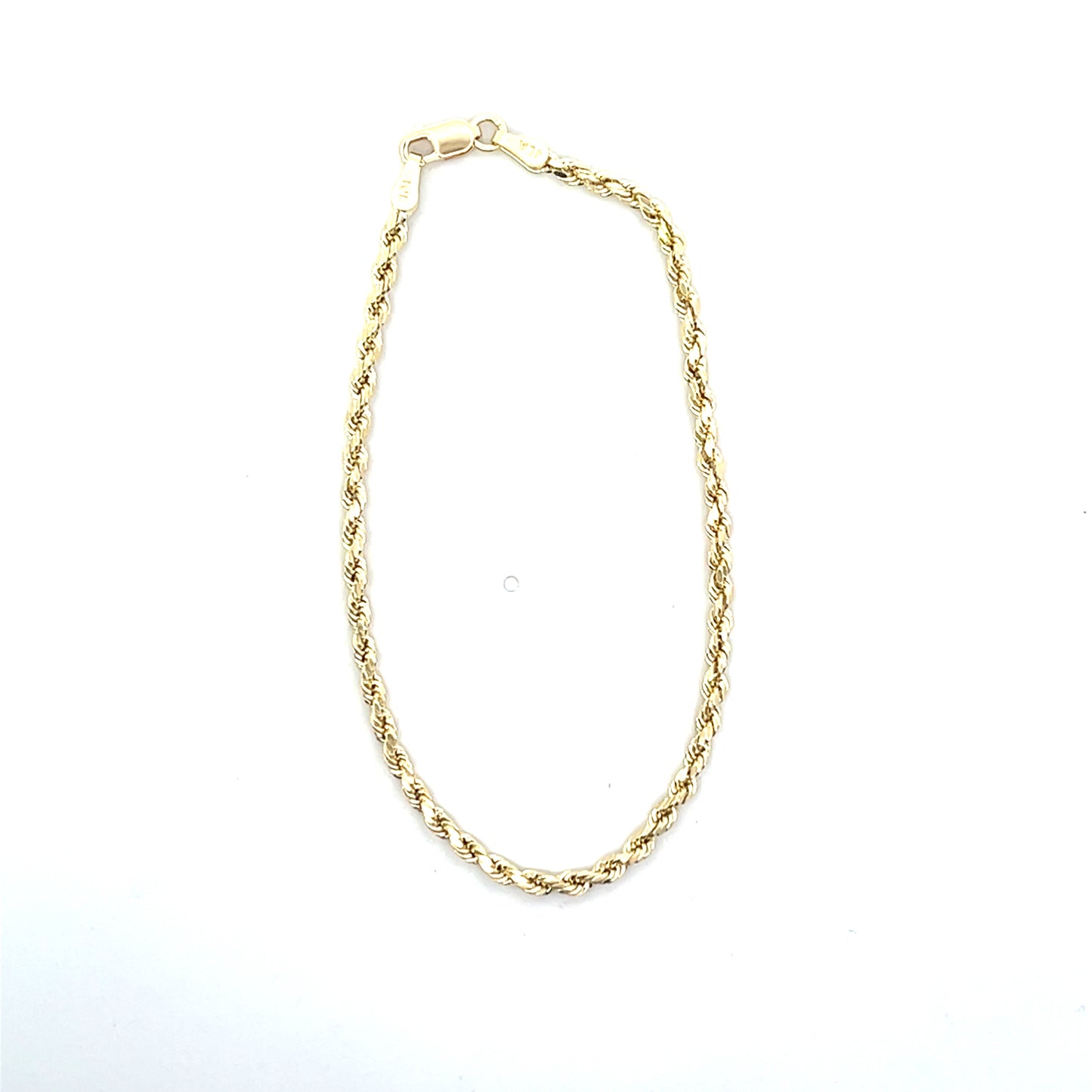 10K YG ROPE CHAIN 2MM BRACELET 7"