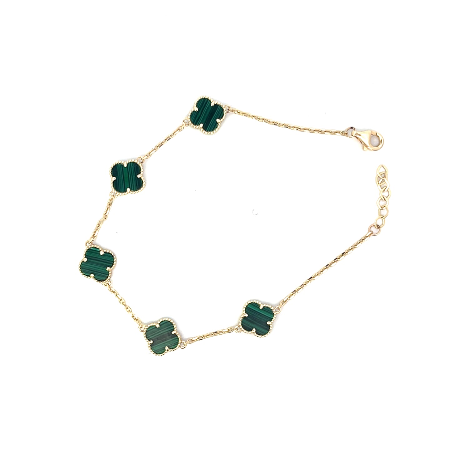 14YG SMALL GREEN MALAQUITA VAN CLEEF BRACELET 7"