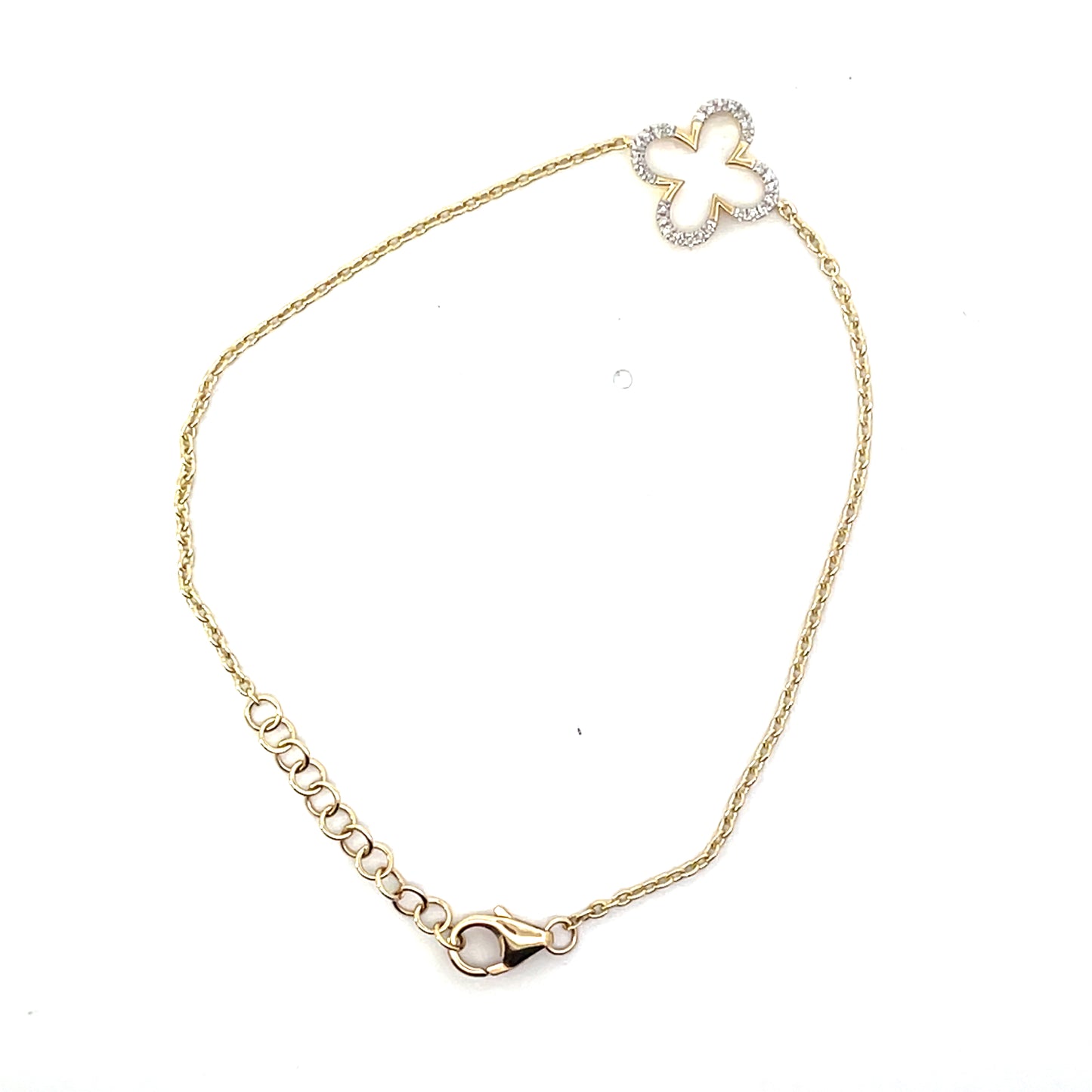 10K YG D-0.10CTW DIAMOND HOLLOW VAN CLEEF BRACELET