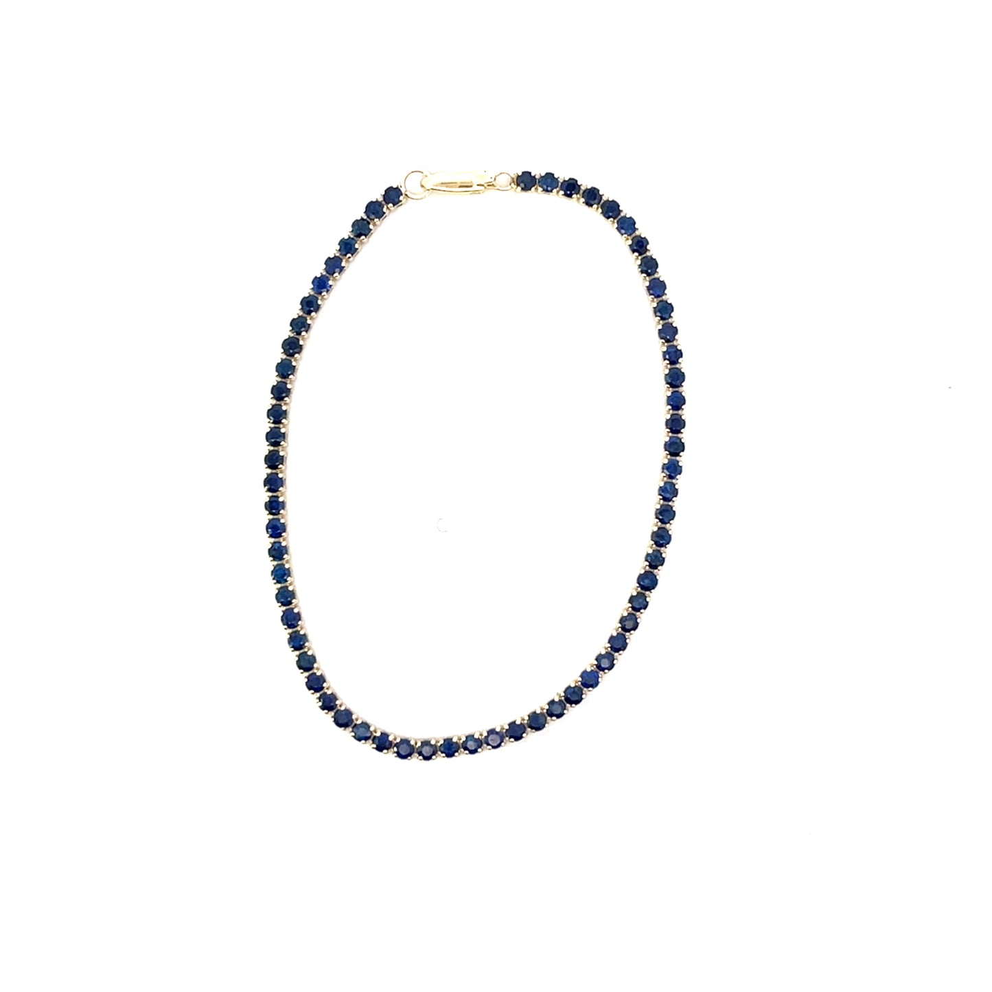 14K YG 3.6CT SAPPHIRE TENNIS BRACELET 7" 2MM