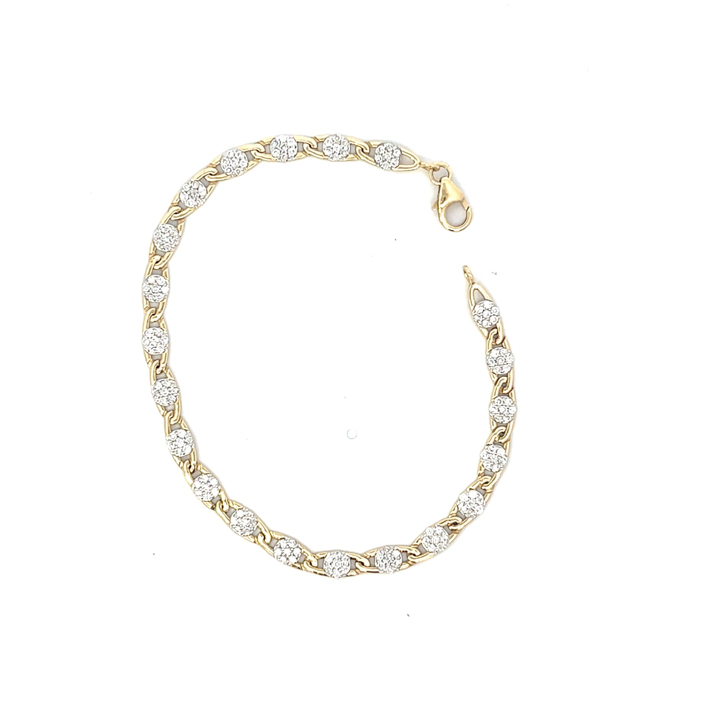 10K YG D-1CTW DIAMOND FLOWER TENNIS BRACELET 7"