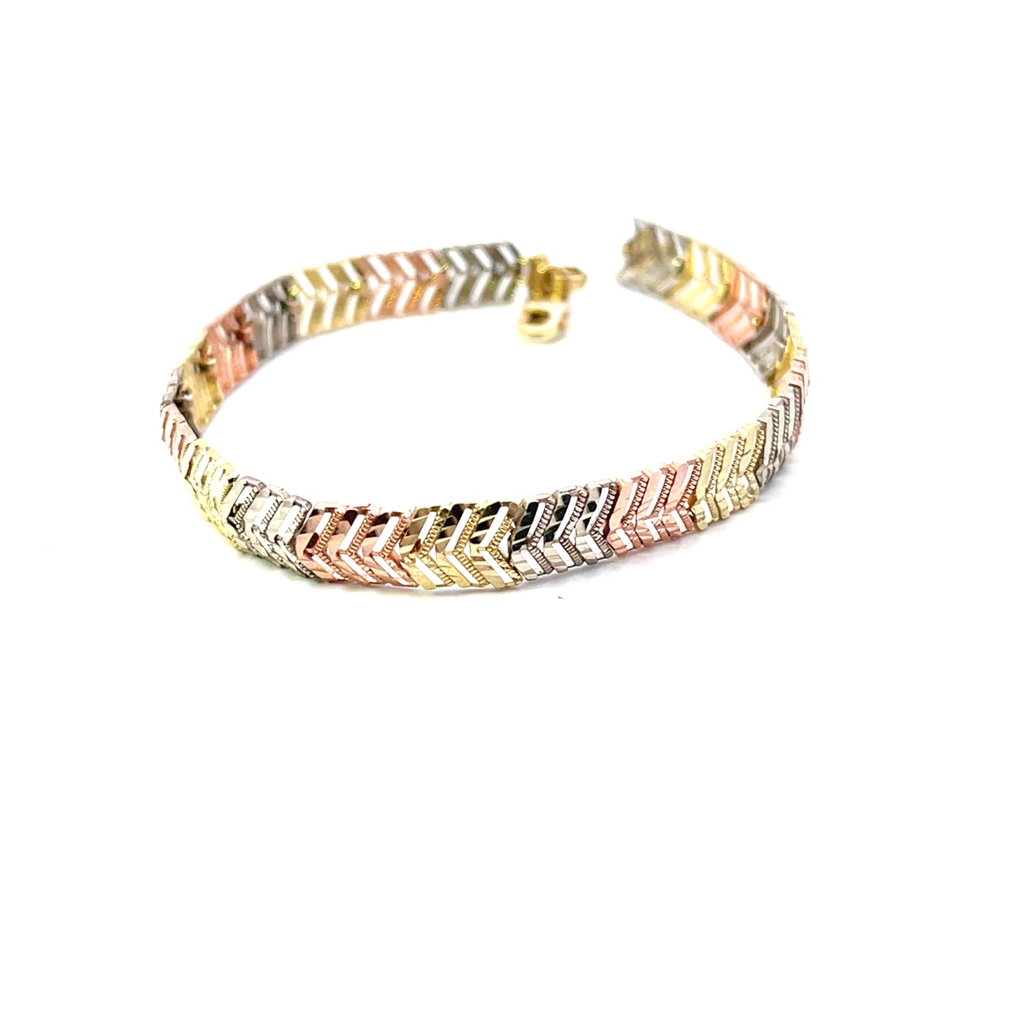 10K TRICOLOR ARROW TEXTURE BRACELET 7.5"