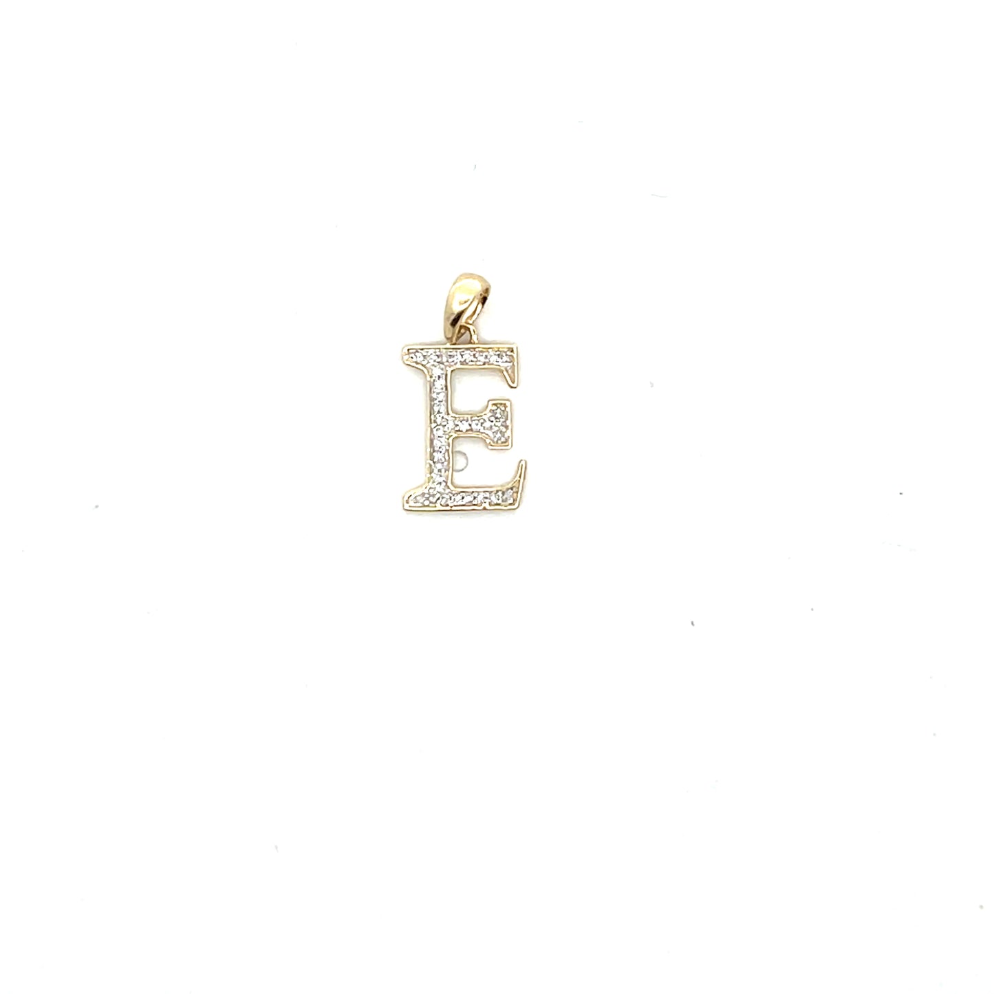 10k YG D-0.08CTW DIAMOND LETTER E CHARM