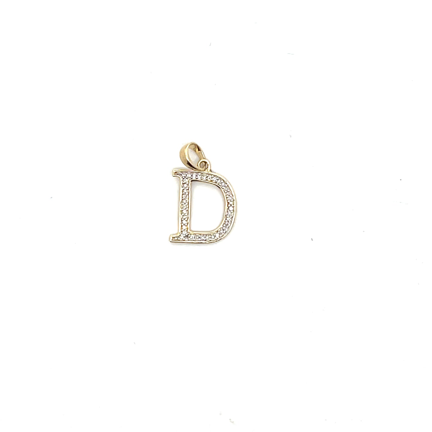 10k YG D-0.08CTW DIAMOND LETTER D CHARM