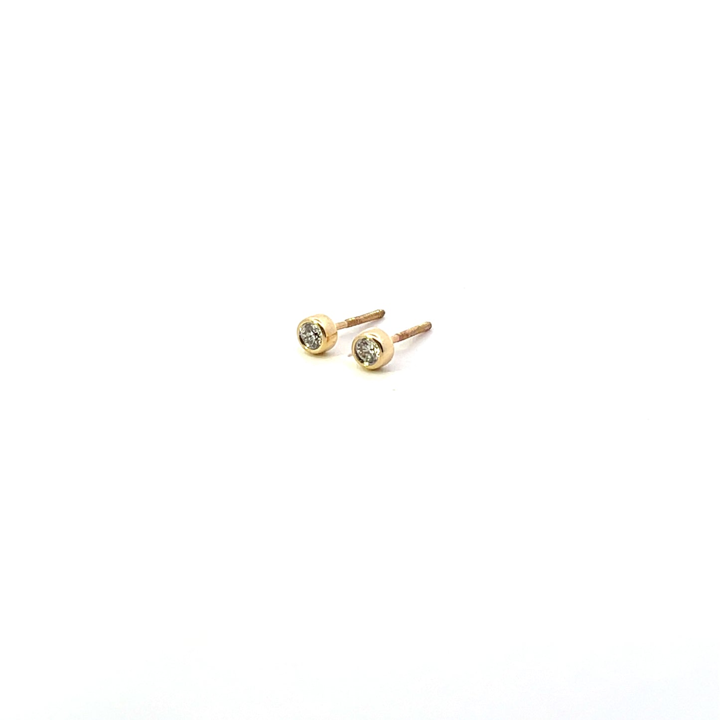 10K YG D-0.17CTW SOLITAIRE WITH BEZEL STUD EARRINGS