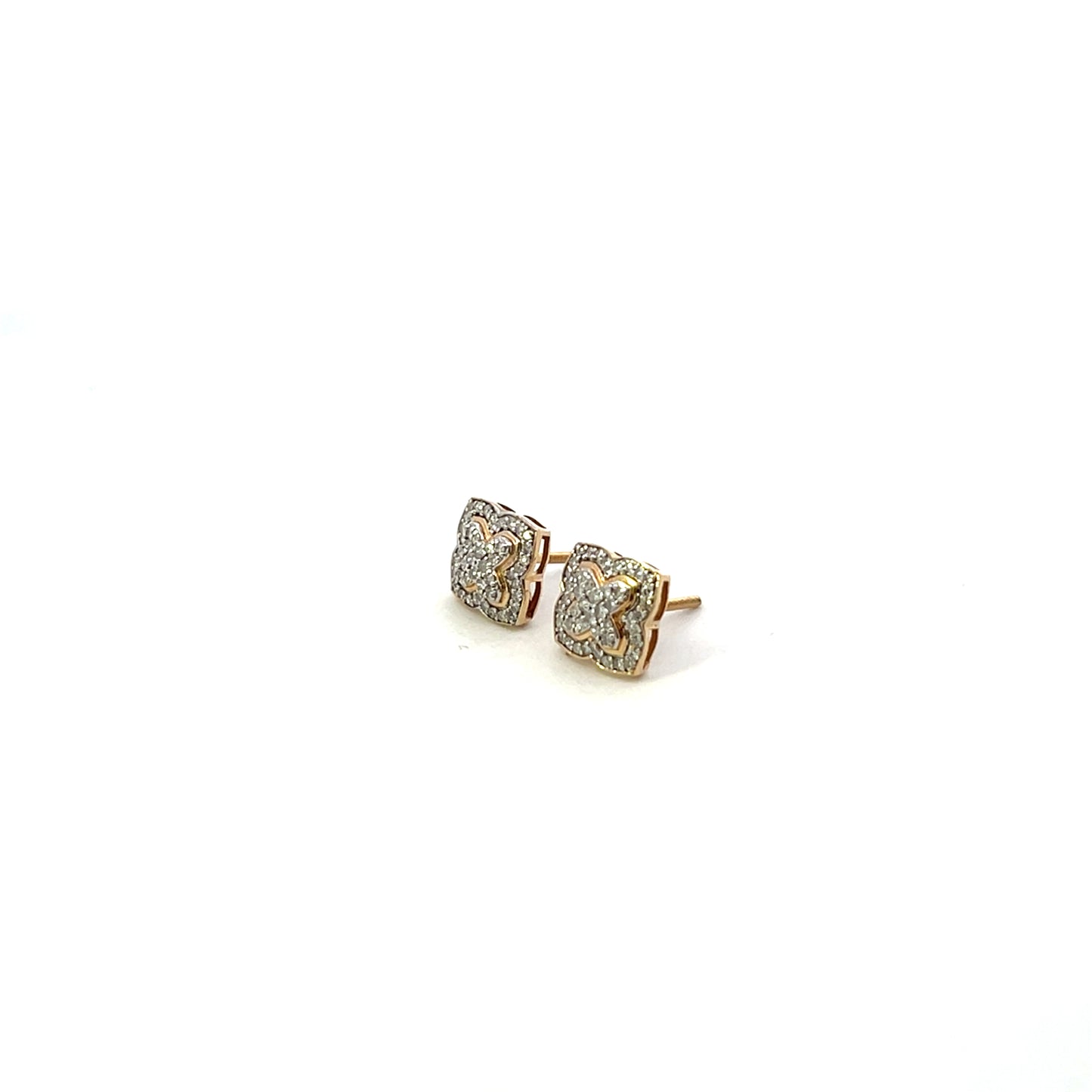 10K YG D-0.33CTW NATURAL DIAMOND CLOVER EARRINGS
