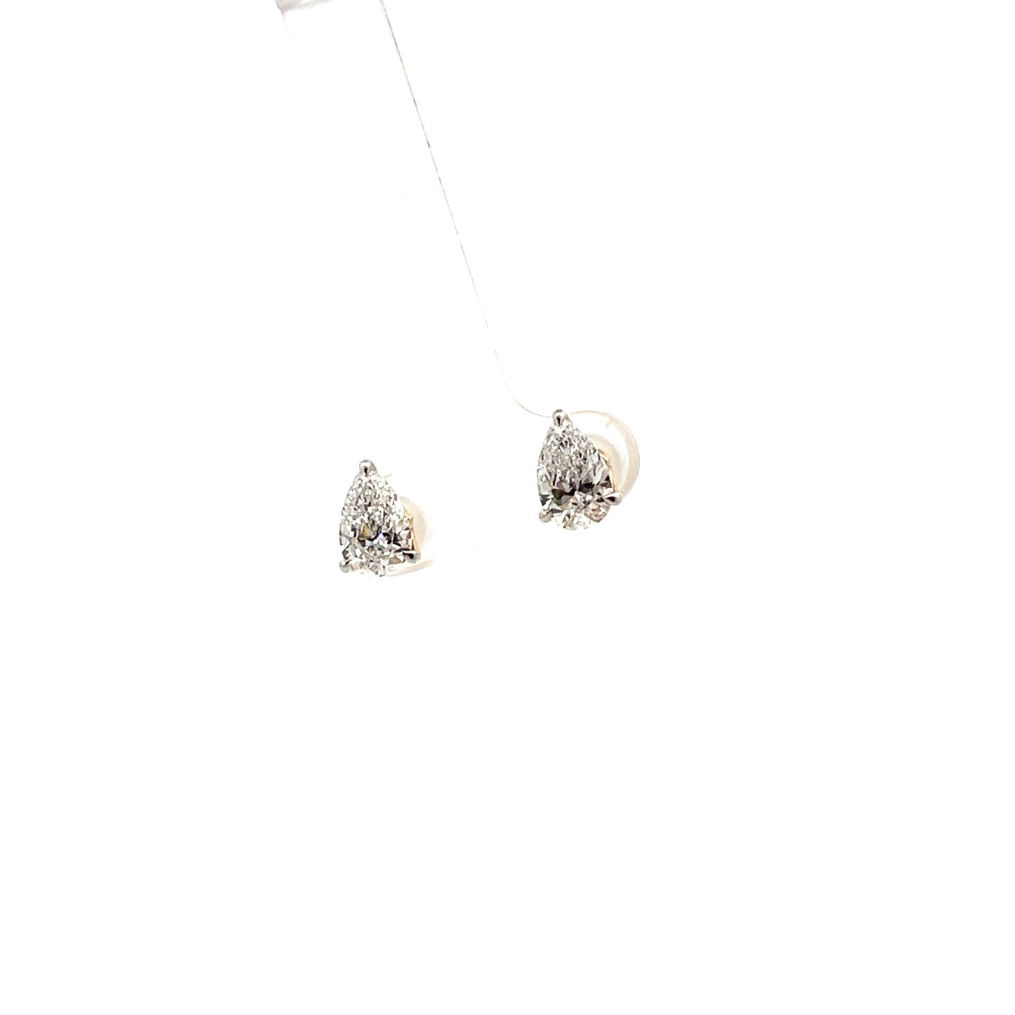 14K YG D-2.17CTW LAB DIAMOND LGD PEAR STUDS