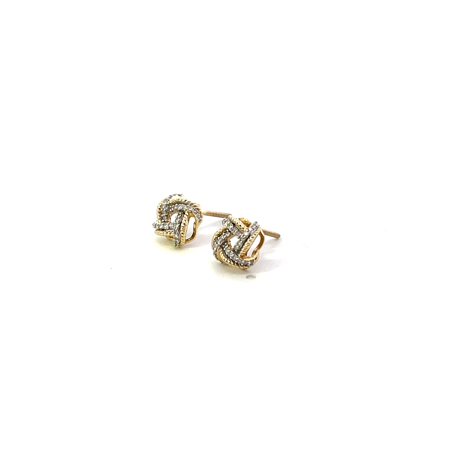 10K YG D-0.17 DIAMOND PAVE KNOT STUD EARRINGS