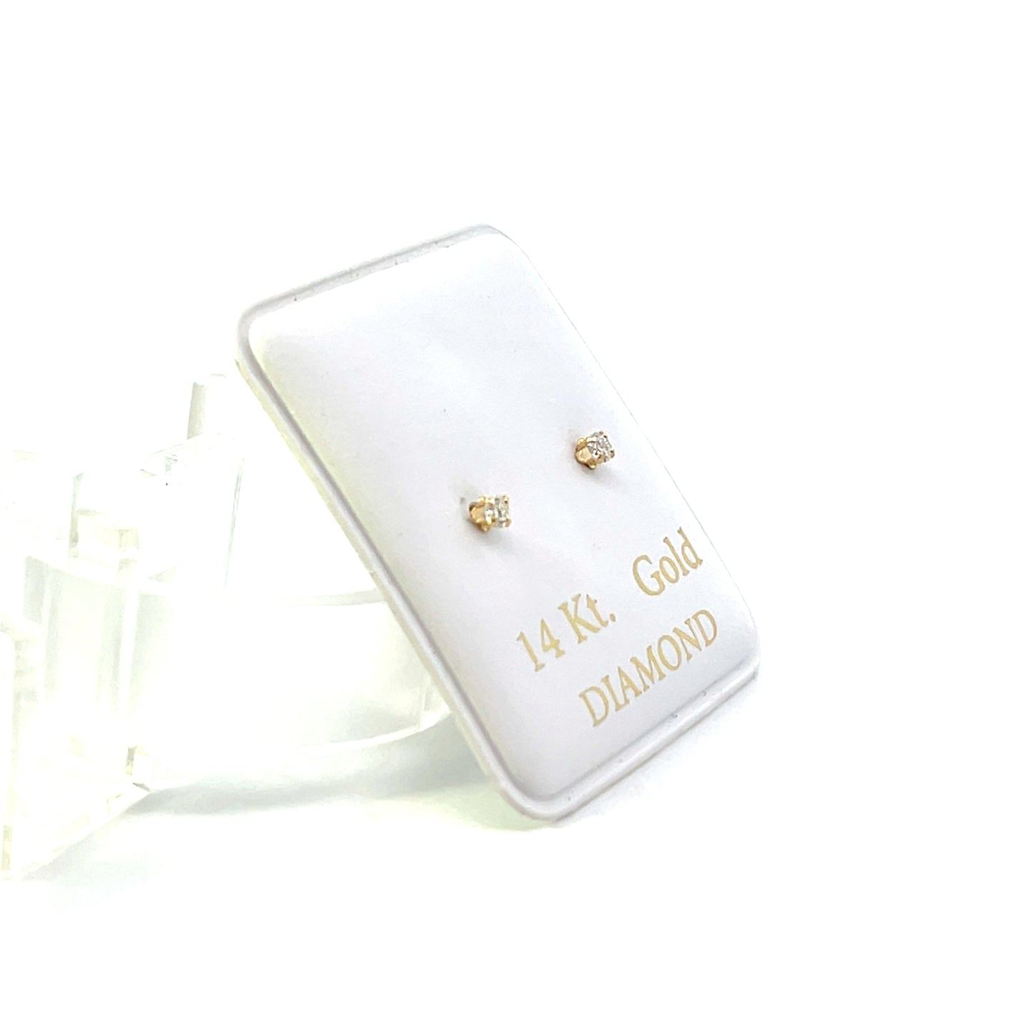 14K YG LAB DIAMOND LGD SOLITAIRE STUD 3MM SCREWBACK