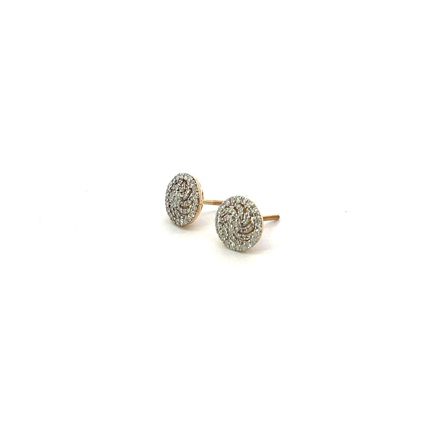 10K YG D-0.33CTW NATURAL DIAMOND ROUND FLOWER EARRINGS