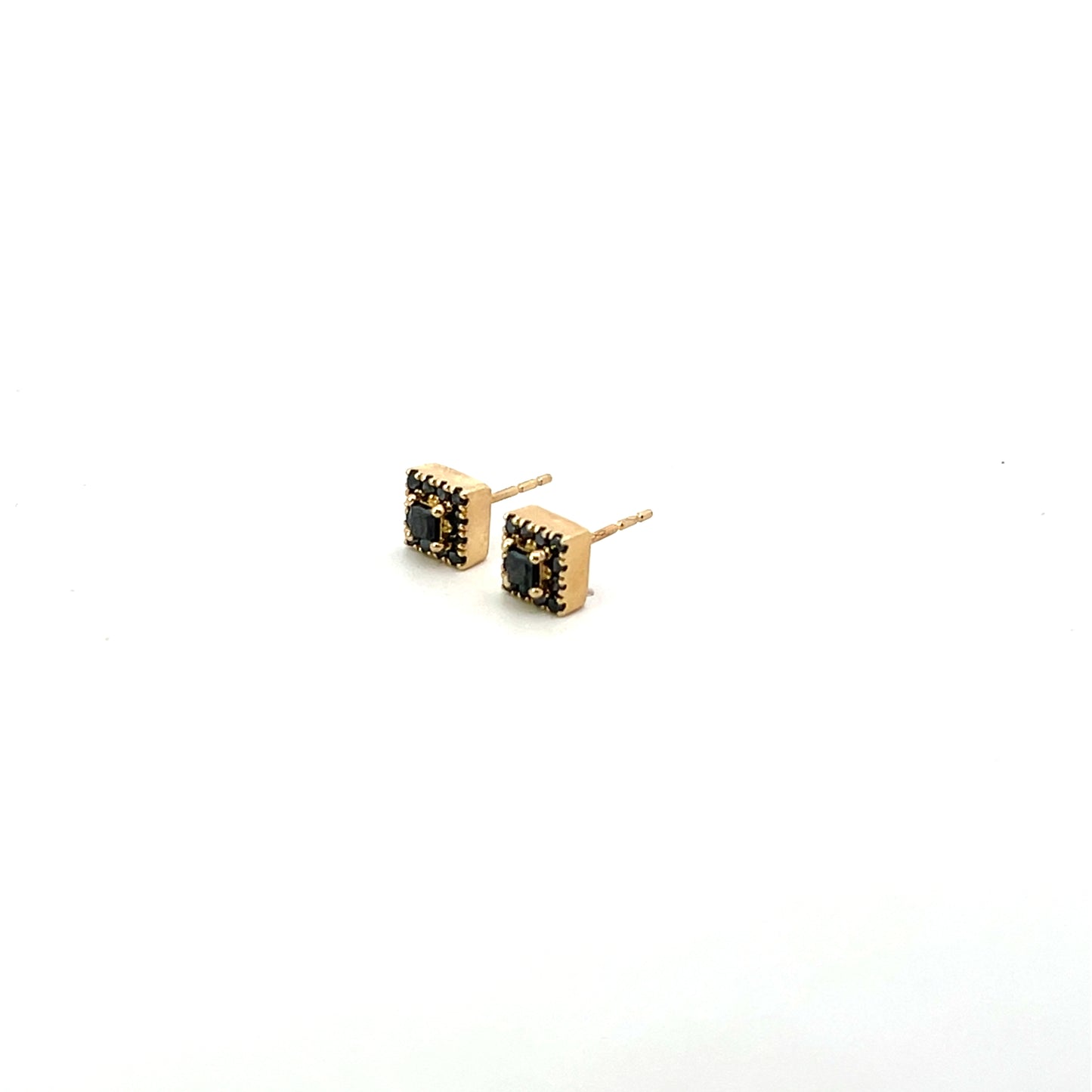 10K YG D-0.05CTW BLACK DIAMOND SQUARE STUD EARRINGS