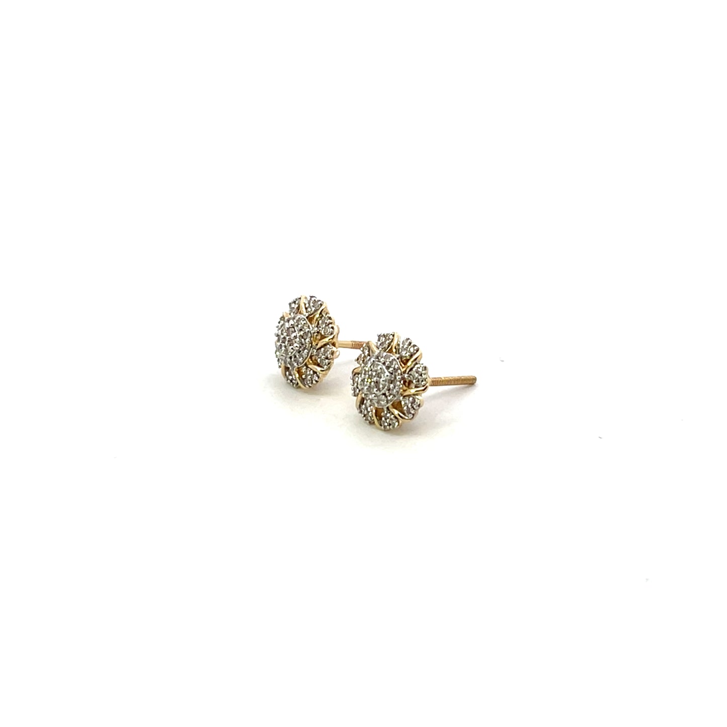 10K YG D-0.33CTW NATURAL DIAMOND HEART FLOWER EARRINGS