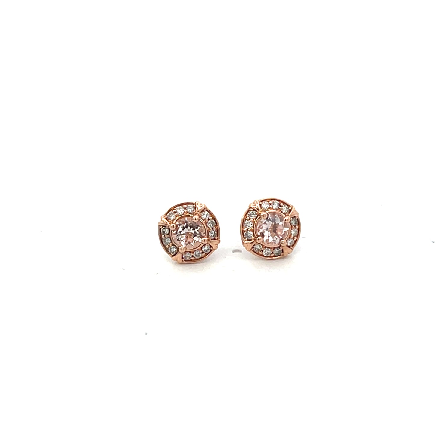 10K RG D-01.25CTW MORGANITE AND DIAMOND BEZEL STUD EARRINGS