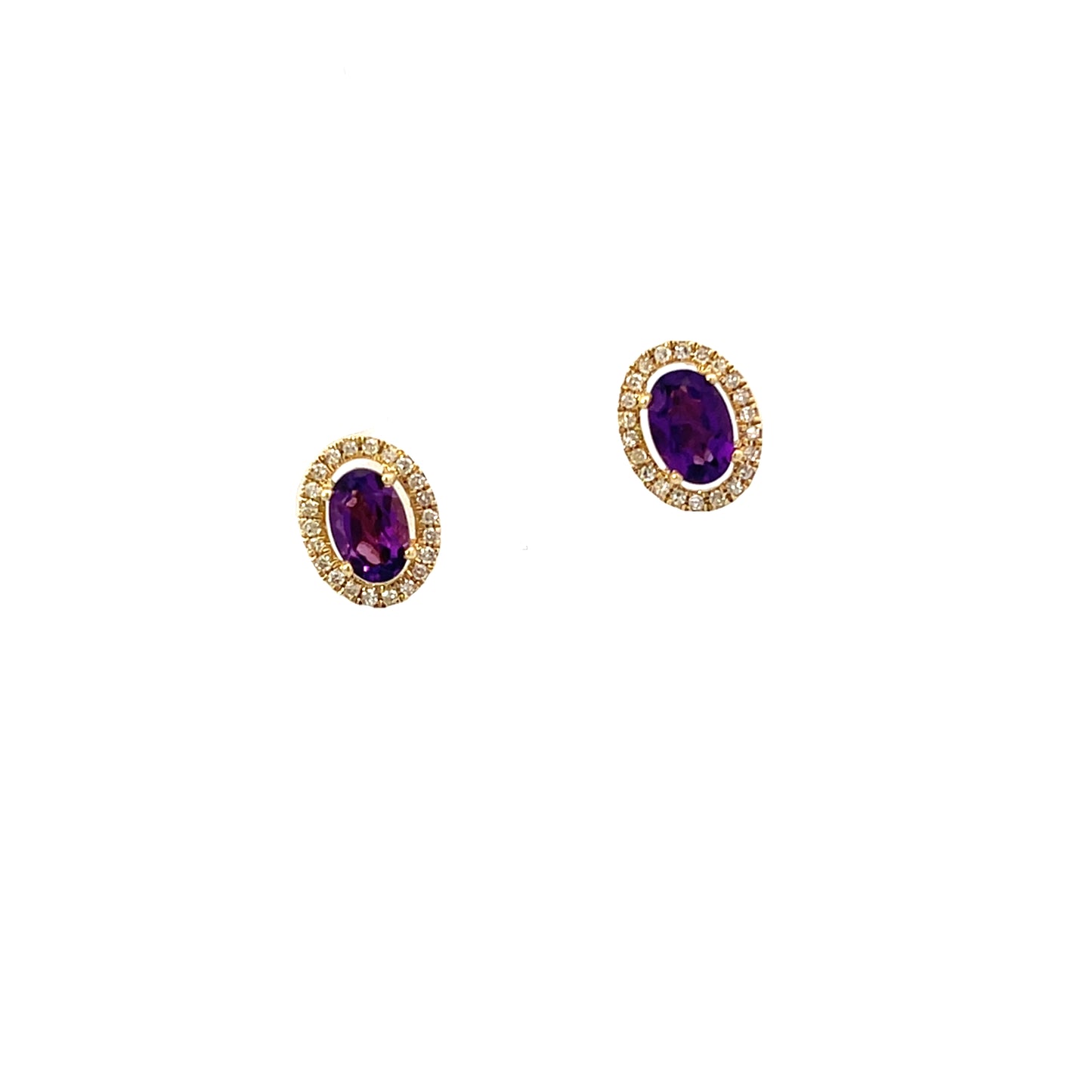 10K YG D-0.07 CTW AMETHYST WITH DIAMOND STUD EARRINGS