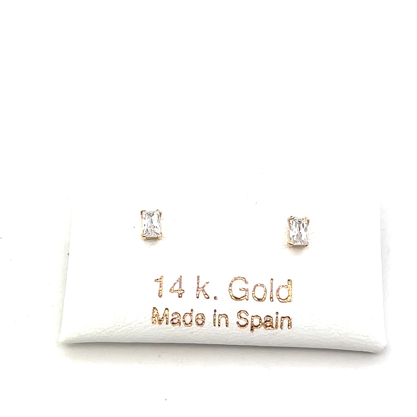 14K YG CZ STUD EMERALD CUT STUDS