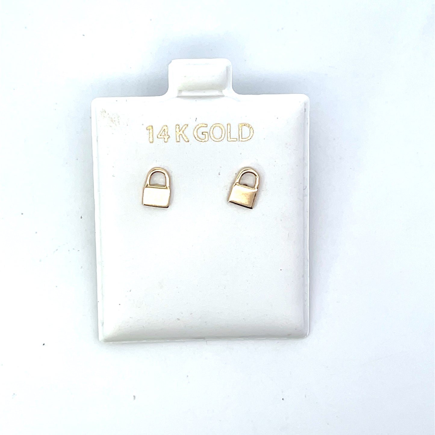 14K YG SMALL LOCK EARRINGS