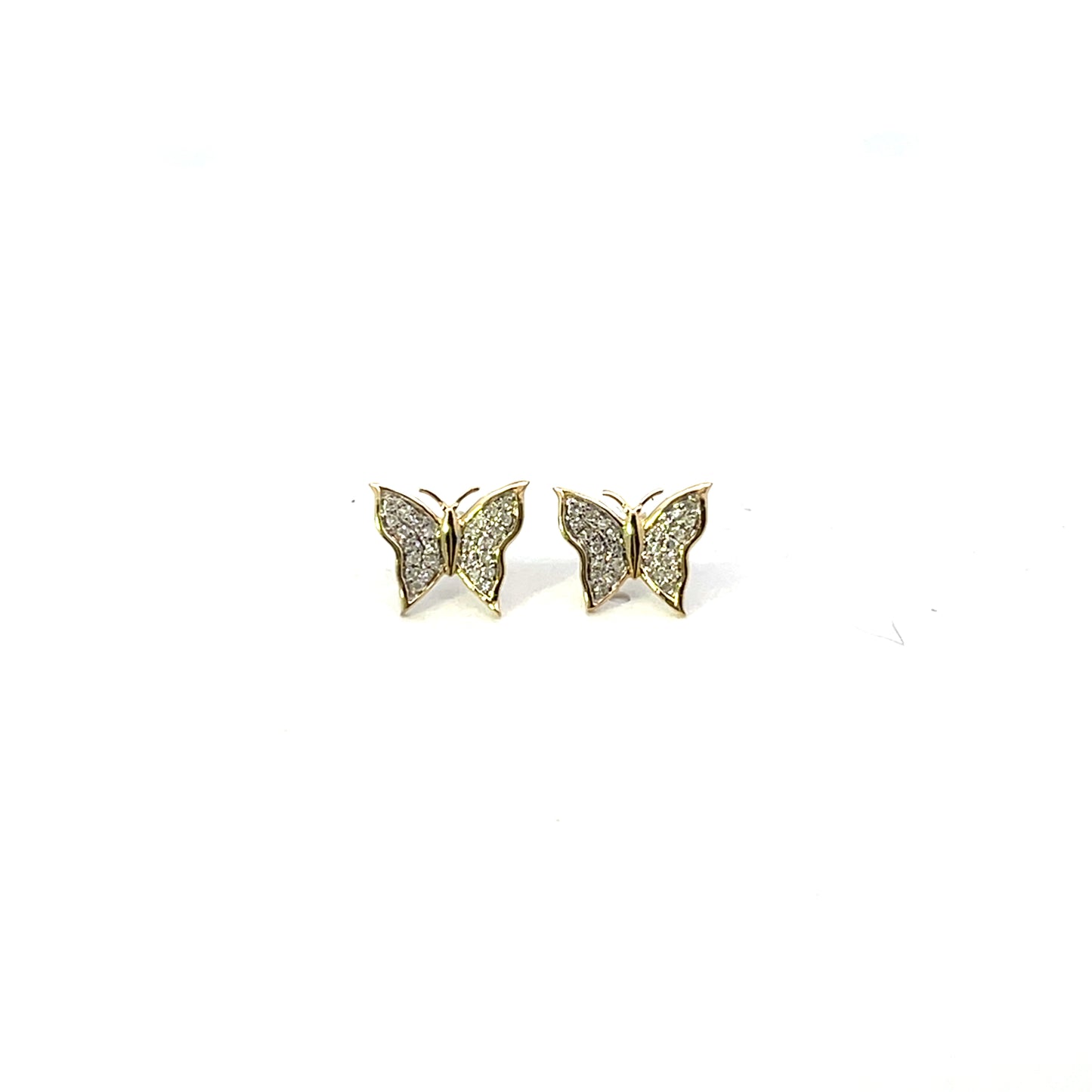 10K YG D-0.13CTW DIAMOND BUTTERFLY EARRINGS