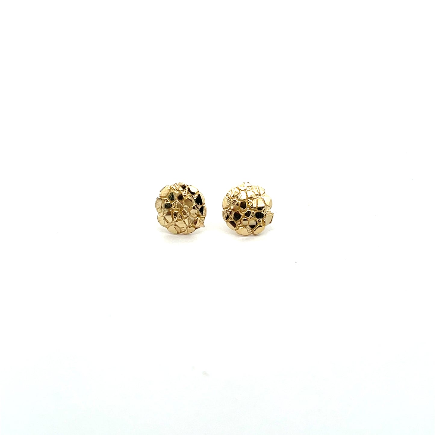 10K YG ROUND HAMMERED TEXTURED STUDS 10MM
