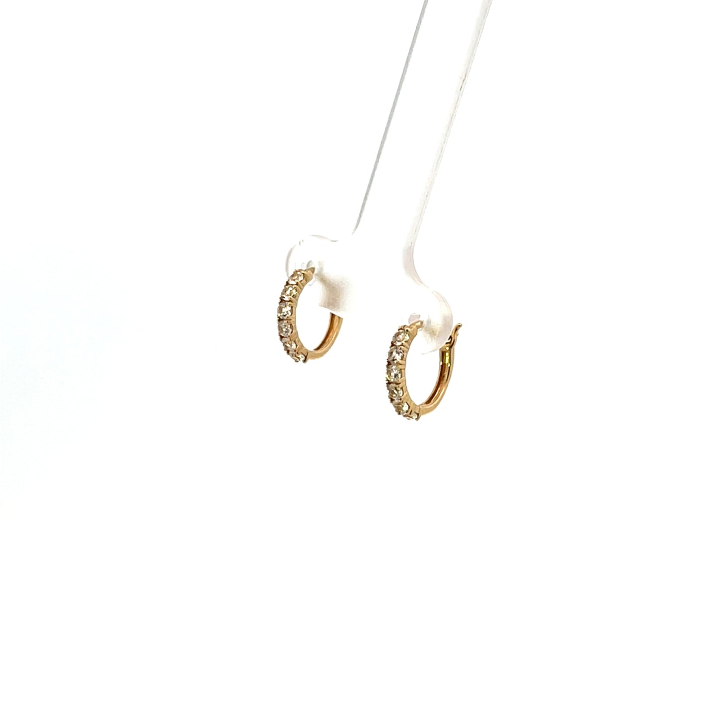 10K YG D-0.08CTW DIAMOND HOOP EARRINGS