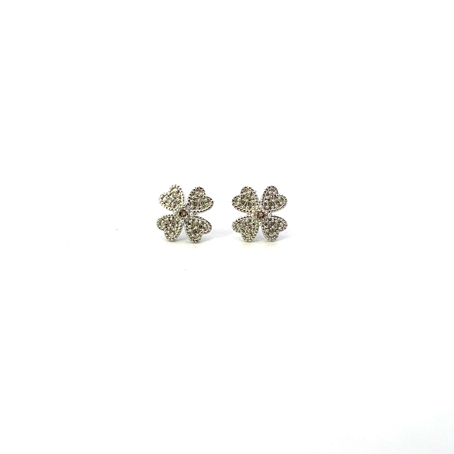 10K WG D-0.20CTW DIAMOND CLOVER STUD