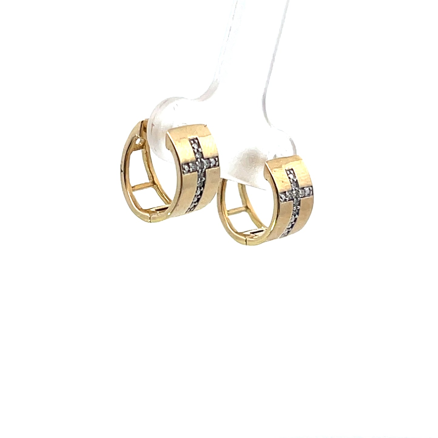 10K YG D-0.05CTW DIAMOND CROSS HUGGIES