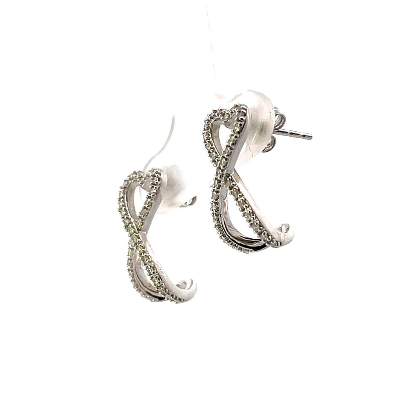 D-0.25CTW INFINITY HEART HUGGIE EARRINGS