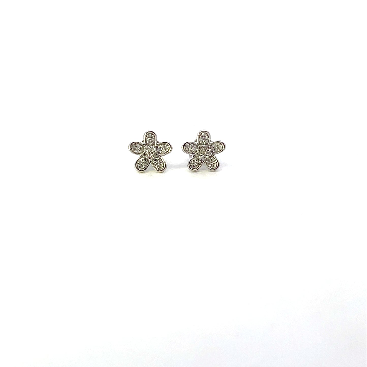 D-0.18CTW DIAMOND SMALL FLOWER STUD EARRINGS