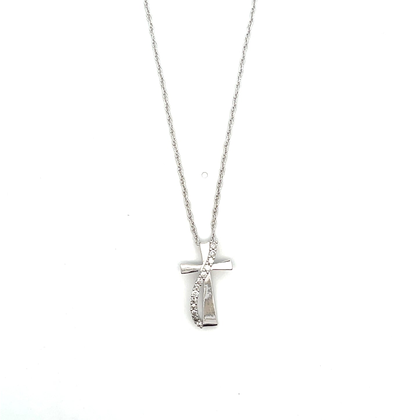 D-0.25CTW NATURAL DIAMOND CROSS WITH DIAMOND ACCENT NECKLACE