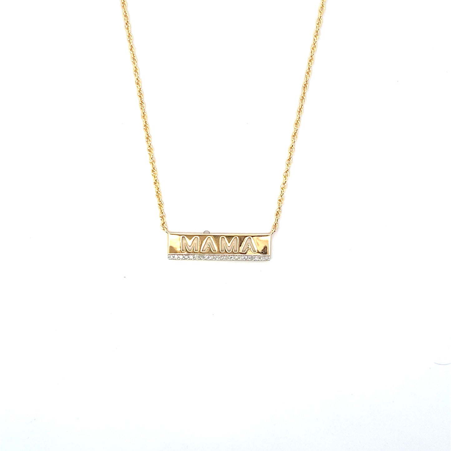 D-0.10 CTW DIAMOND MAMA PLATE NECKLACE