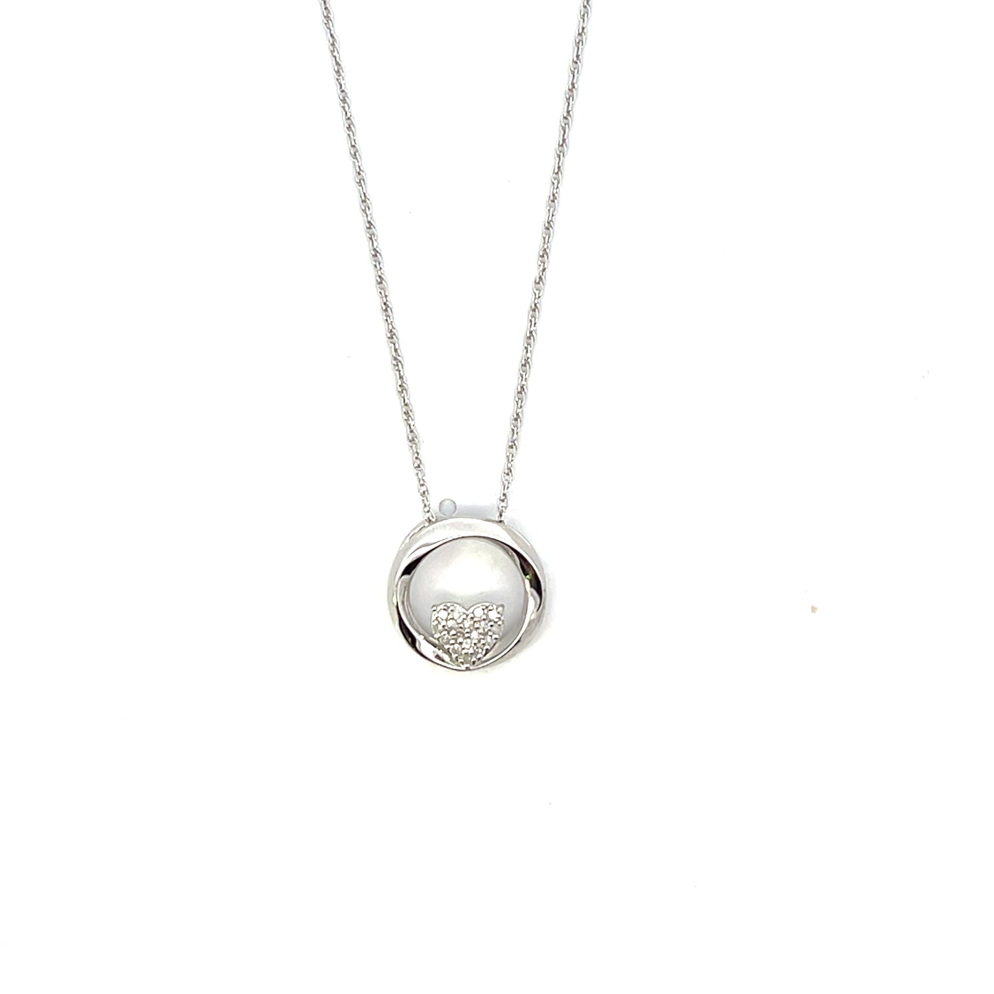 D-0.10 CTW DIAMOND HEART IN CIRCLE NECKLACE