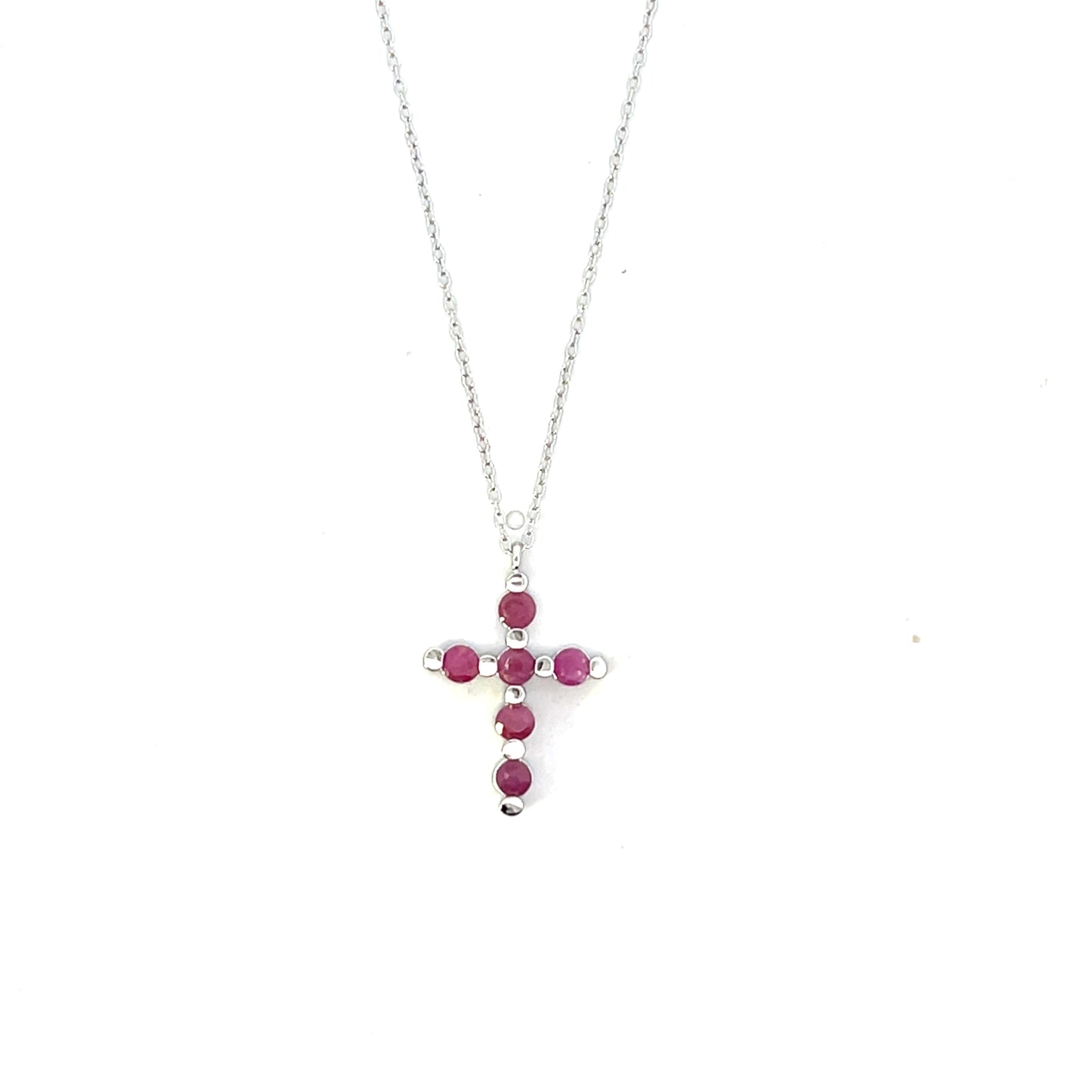 NATURAL RUBY CROSS NECKLACE