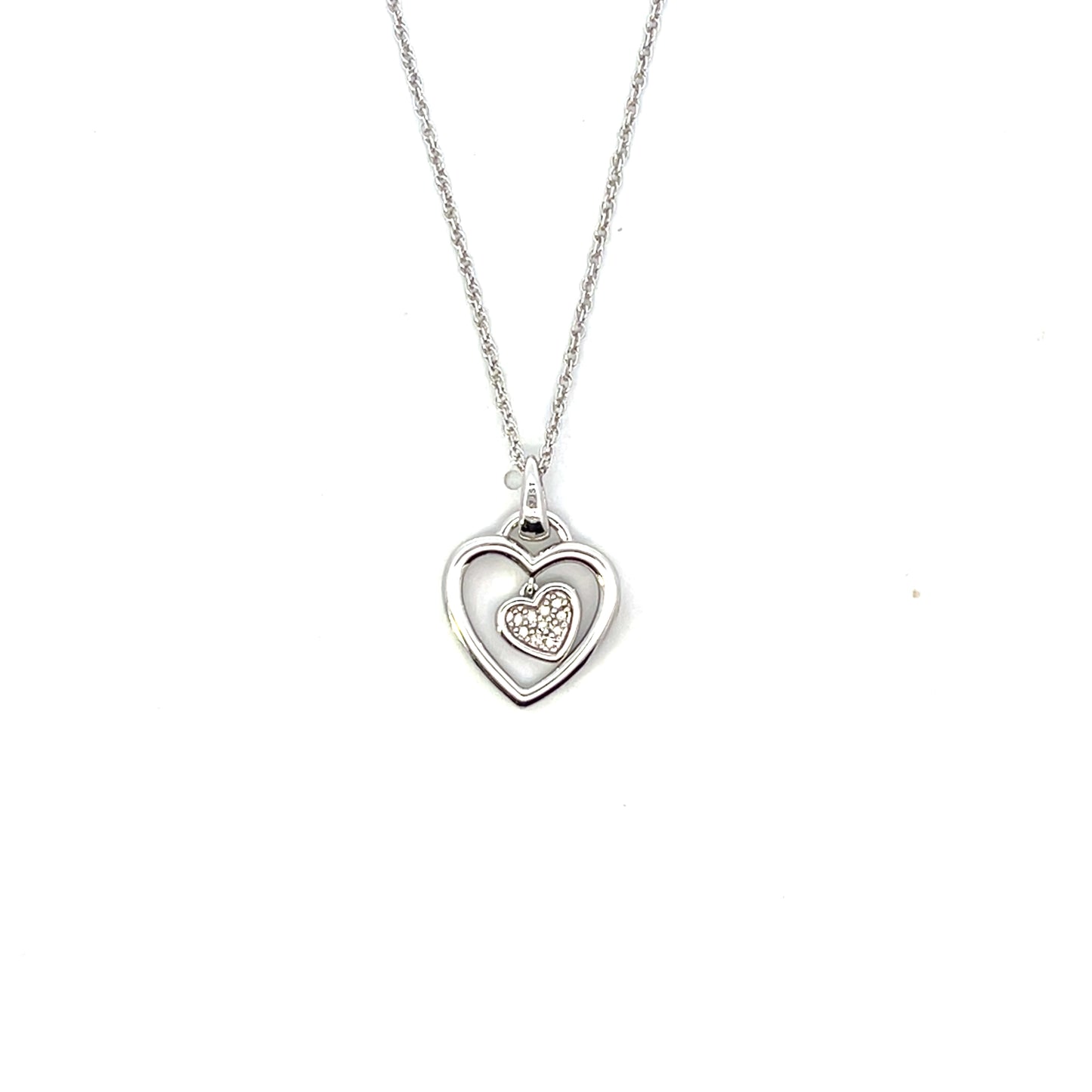 D-0.06 CTW DIAMOND 2 HEART NECKLACE
