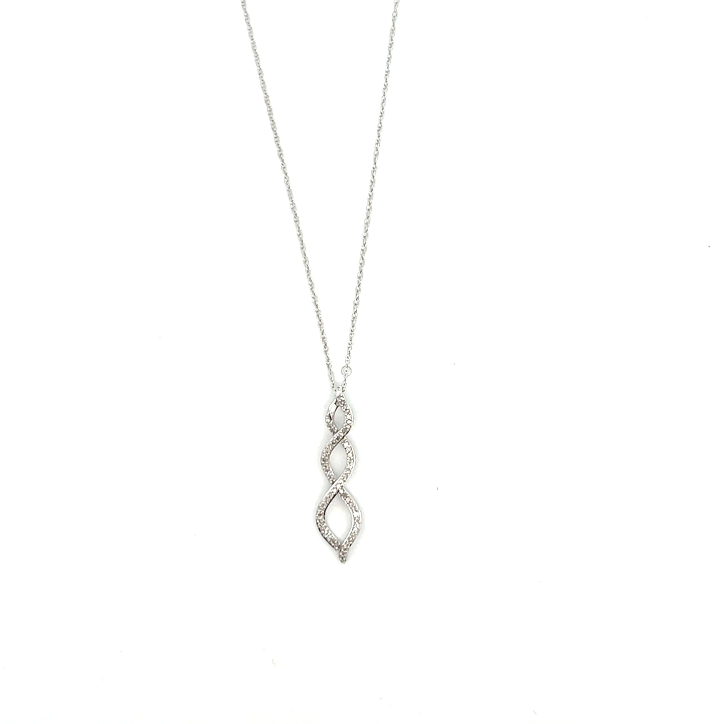 10K WG D-0.10CTW DIAMOND SWIRL NECKLACE