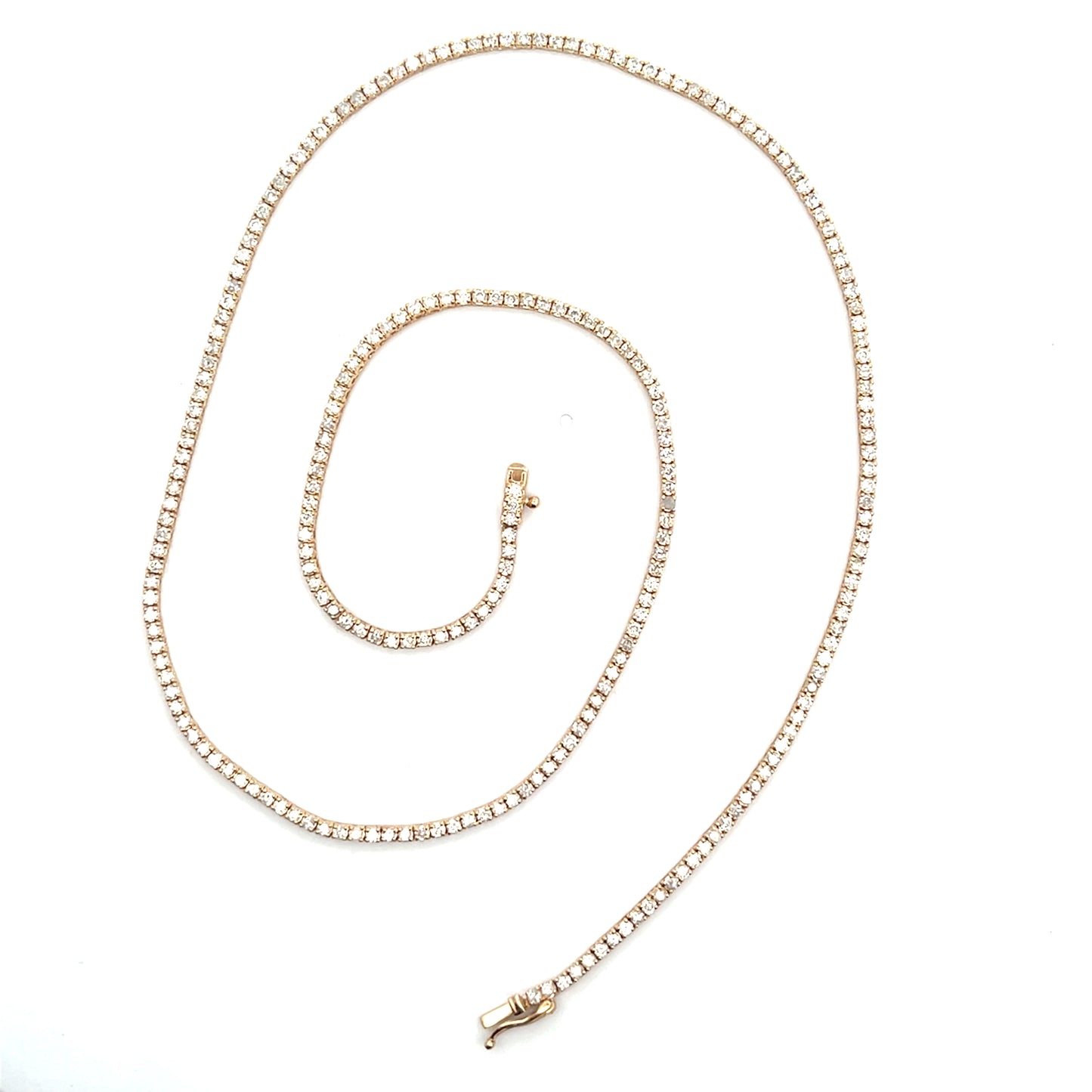 14K YG D-2.50CTW DIAMOND TENNIS NECKLACE 16"