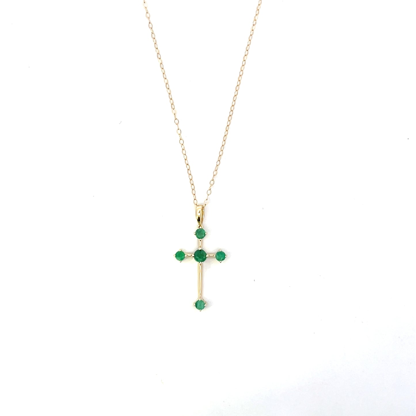 10K YG EMERALD CROSS NECKLACE