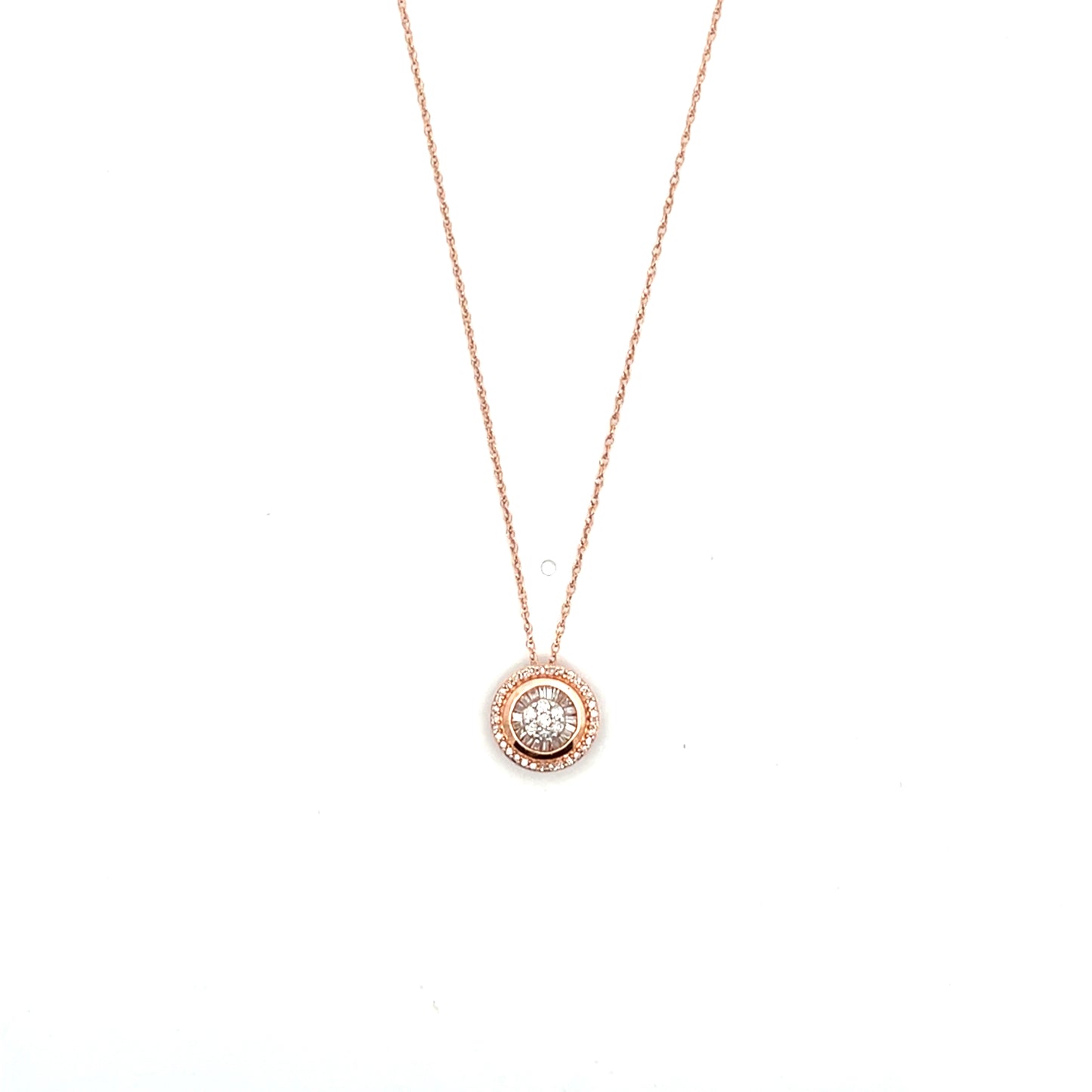 10K RG D-0.25CTW ROUND DIAMOND PAVE WITH DIAMOND HALO NECKLACE