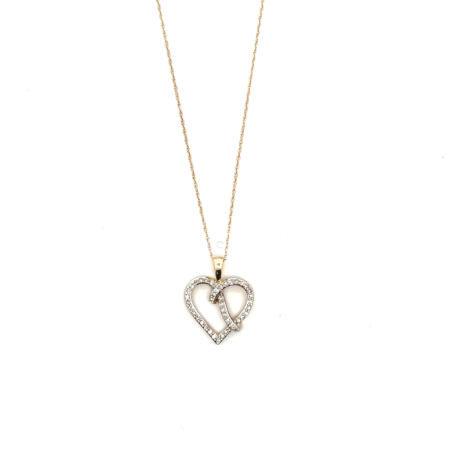 10K WG D-0.25CTW HOLLOW DIAMOND HEART NECKLACE